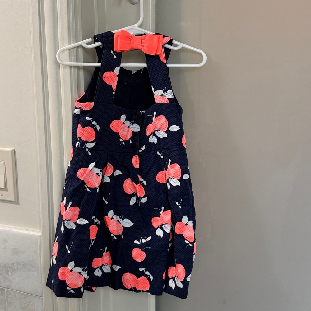 Janie and Jack navy and orange/peach sleeveless dress with bow detail size 3 - Picture 4 of 7